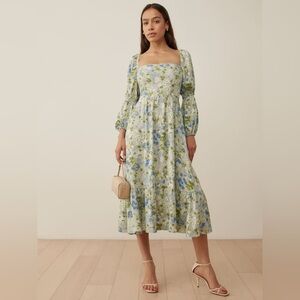 Reformation Mica Dress in Amie Green florals